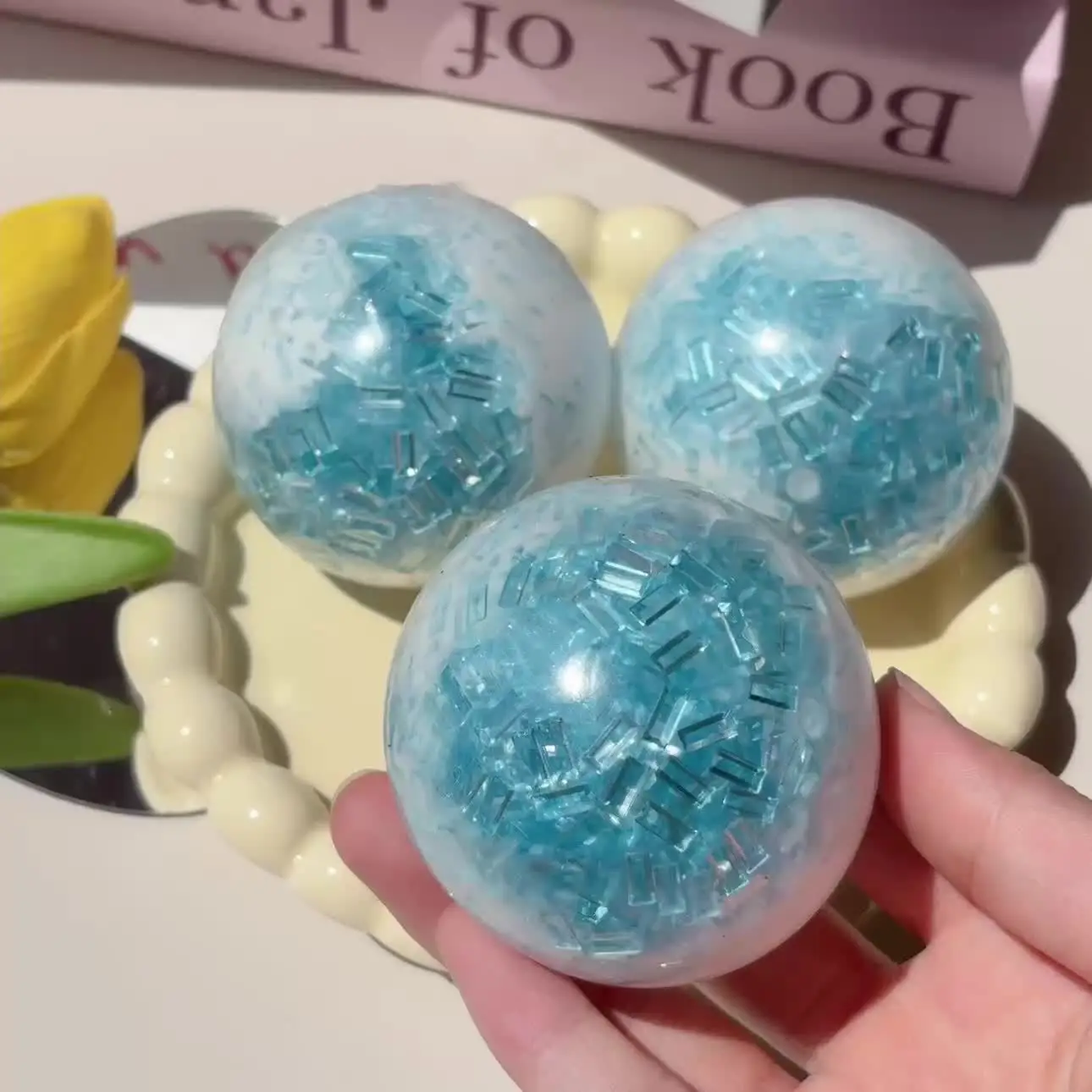 1/2/3pcs Glacier Blue Hand Training Stress Ball, Soft Stretch Sensory Fidget Toy, Relieve Mood Improve Focus for Teens & Adults