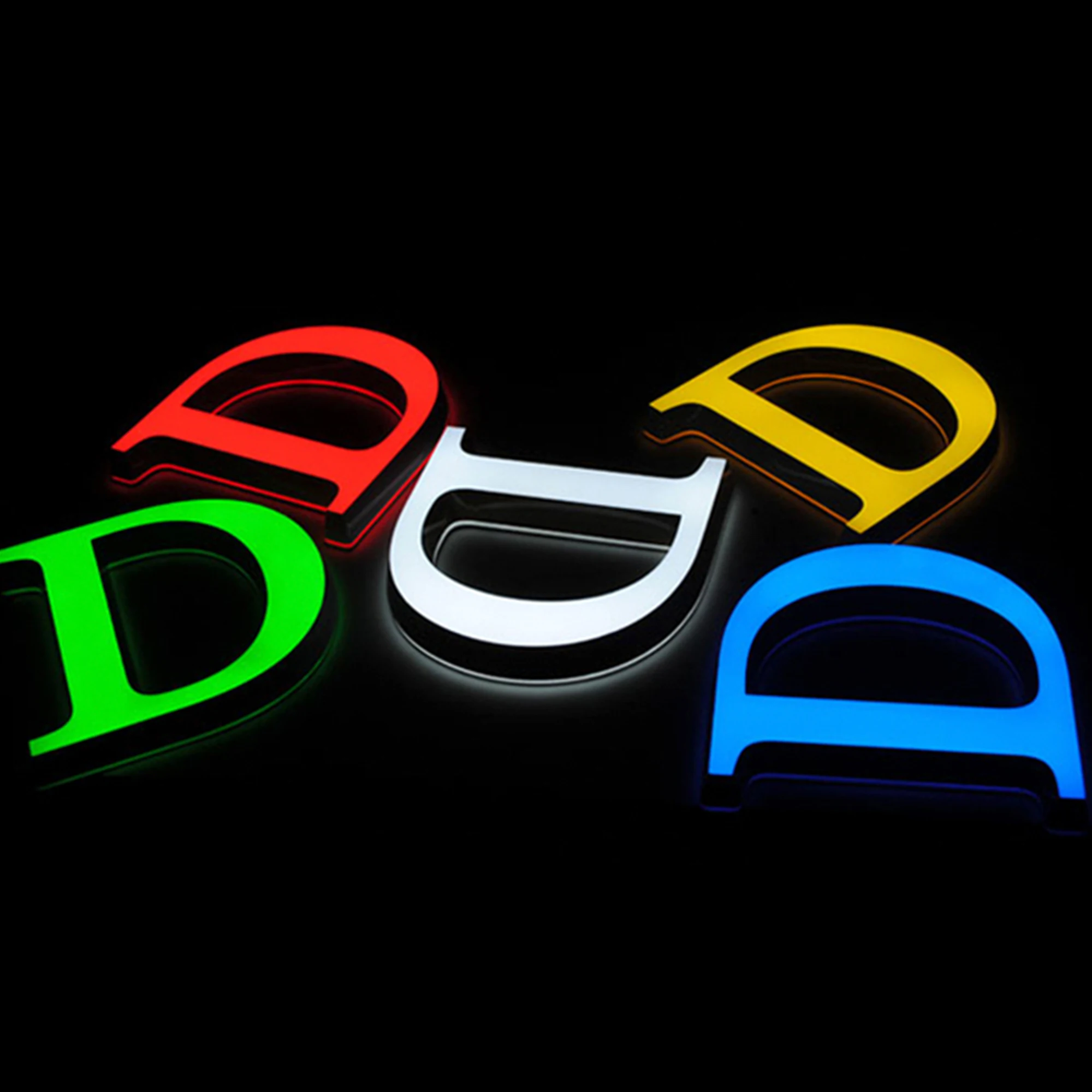 Aangepaste 3d Led Dubbel Verlichte Acryl Letters Massief Gesneden Bord Halo Licht Commerciële Logo Bewegwijzering Winkelcentrum Winkelpui