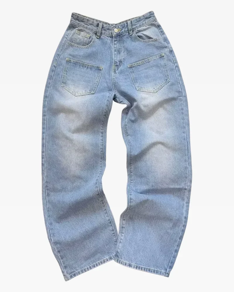 

Harajuku Hip Hop Sakura Embroidery Retro Streetwear Jeans Y2K Mens Womens Patch Heavy Baggy Jeans High Waist Wide Leg Trouser