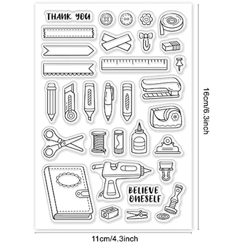 Staacquering-Tampons transparents en silicone, stylo électronique, règle de livre, décoration de cartes exécutives, album de scrapbooking