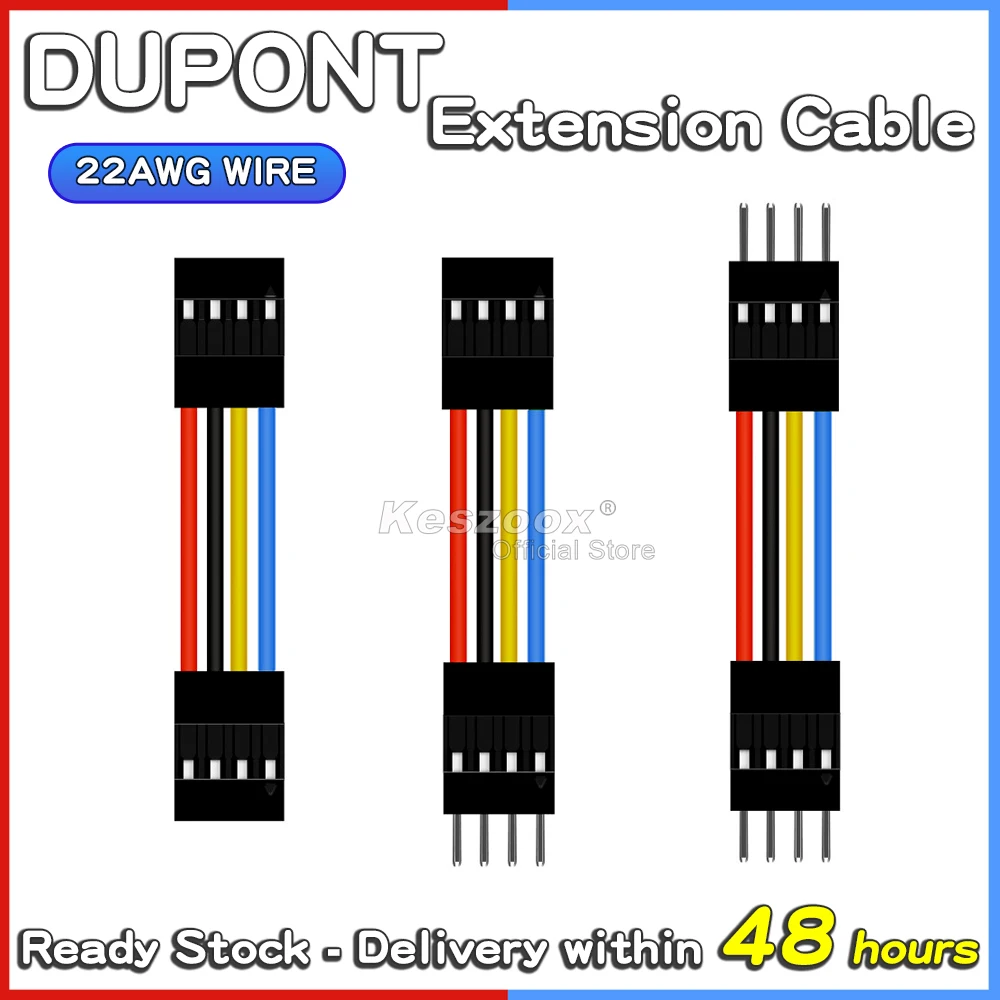 Yoeruyo Dupont TJC8A 2.54mm Extension Wire Cable Connector 2–10 Pin 20/30/40/50cm Male Female Terminal 22AWG