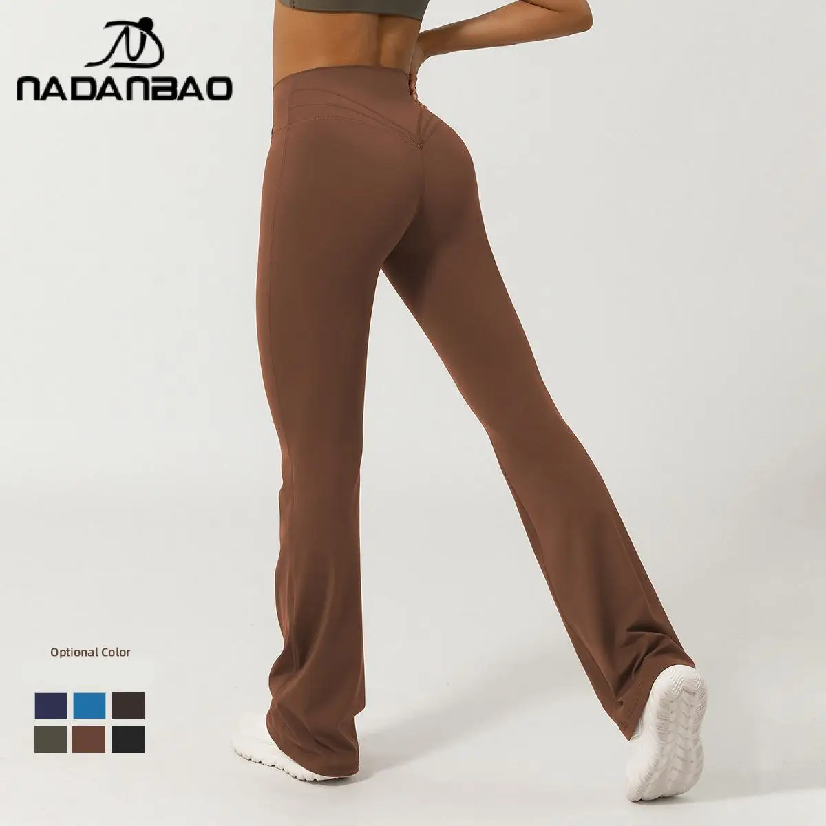 Nadanbao Fashion Women V Waist Crossed Wide Leg Pants Women's Peach Hip Fitness Yoga No-T Line Pants Casual Flared Pants 2025