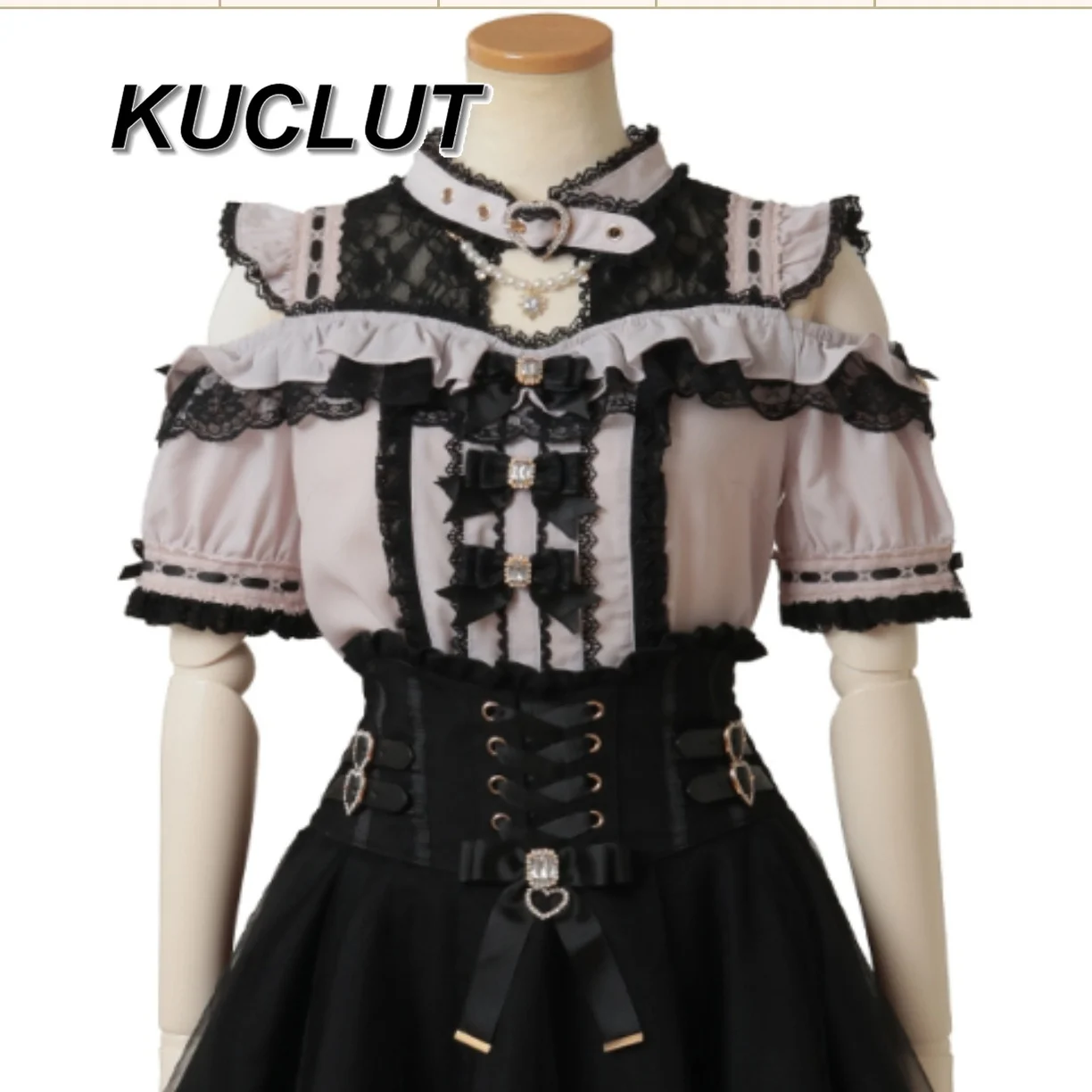 

Stand Collar Off-the-shoulder Bow Sweet Casual Shirts Elegant Short Sleeves Blouse Femme Lolita Style Women's Tops Summer