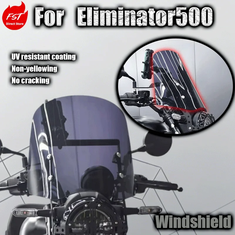 

For Eliminator 500 Modified Transparent Windshield, Original Headlight Net Protector, Air Deflector, and Decorative Accessories