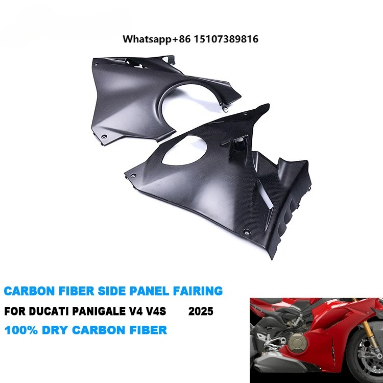 

New Arrival 100% 3K Full Dry Carbon Fiber Motorcycle Front Large Side Panel Fairings for Panigale V4 V4S 2025