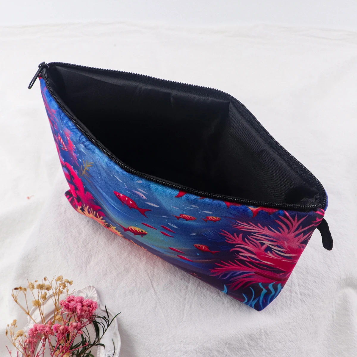 Cute Pink Dolphins Pencil Bag Student Stationery Storage Box Supplies Pencil Pouch Fashion Lipsticks Makeup Brushes Cosmetic Bag