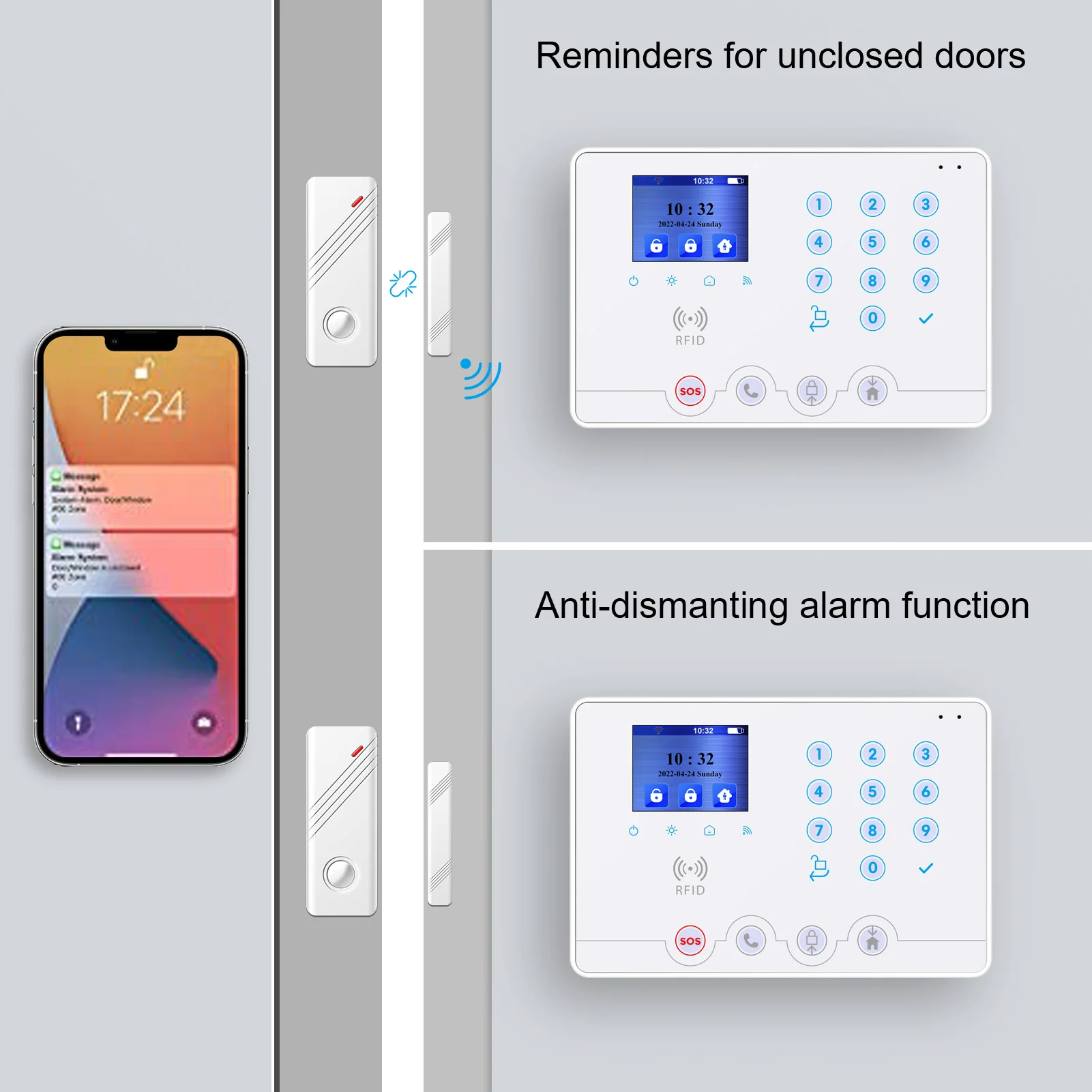 Wolf Guard W4Q WiFi + Kit de sistema de alarma antirrobo inalámbrico para el hogar 4G. Aplicación Tuya Smartlife Amazon Alexa, con sensor de puerta