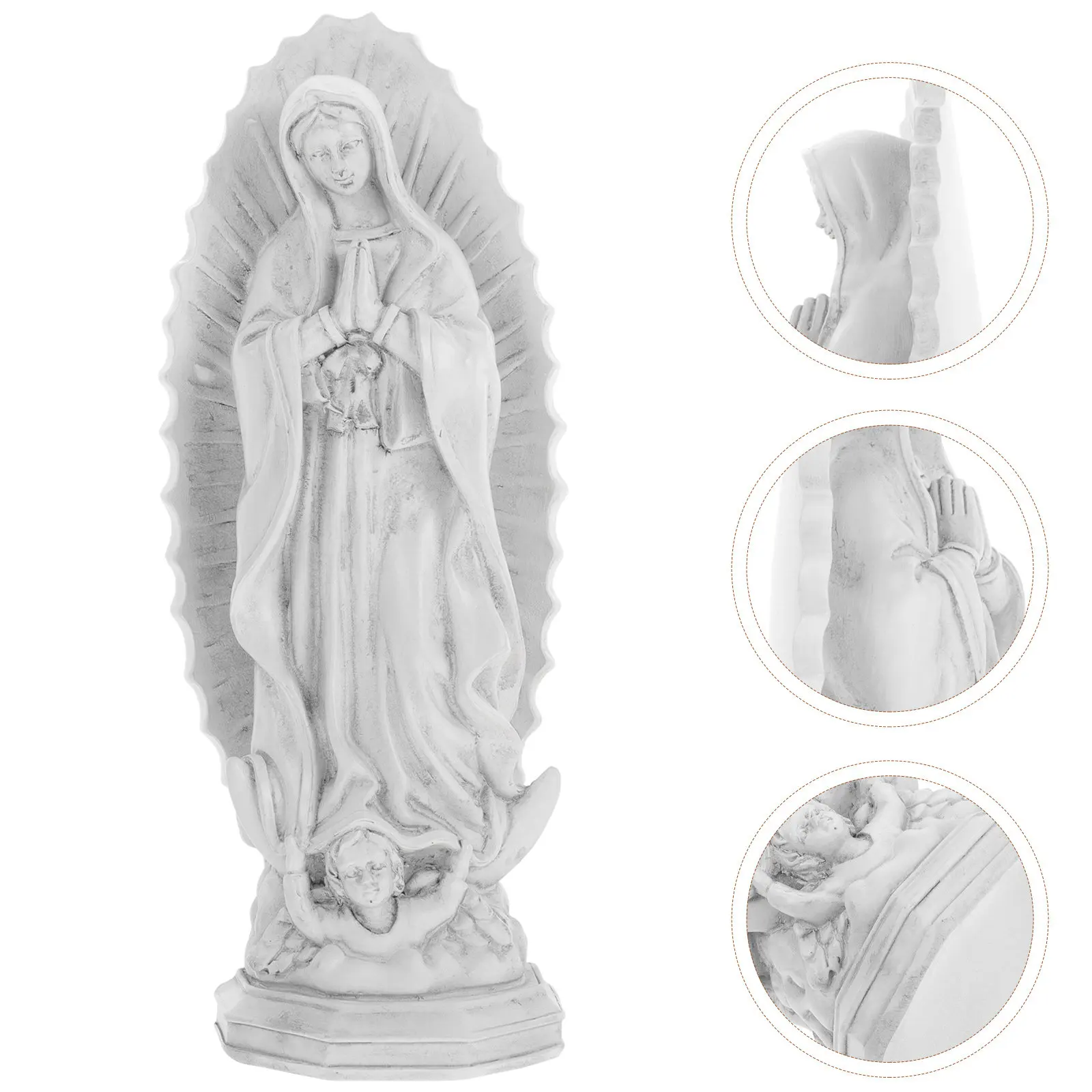 Resin Mary Statue Religious Sculpture for Desk Home Church Office Mantel Bookshelf Resin Catholic
