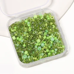 700Pcs/box Green Japanese Seed Beads Mixed Delica Round Glass Beads Multi-shapes Twist Bugle Tube For Clothing Accessory