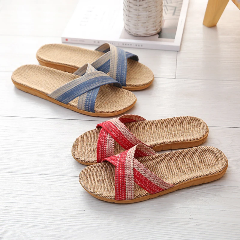 Hemp Home Women's Slippers Flats Open-Toe Designer Summer Woman Shoes New Indoor Slides Non-Slip Soft Sole Unisex Breathable
