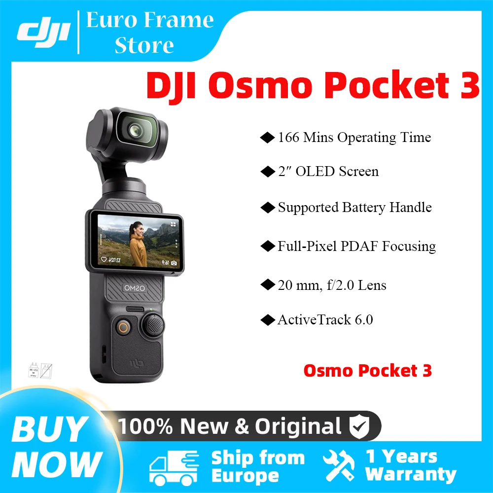 DJI Osmo Pocket 3: 1 inch powerful sensor, 4K/120fps, 2 inch rotational touch screen, original Osmo Pocket 3