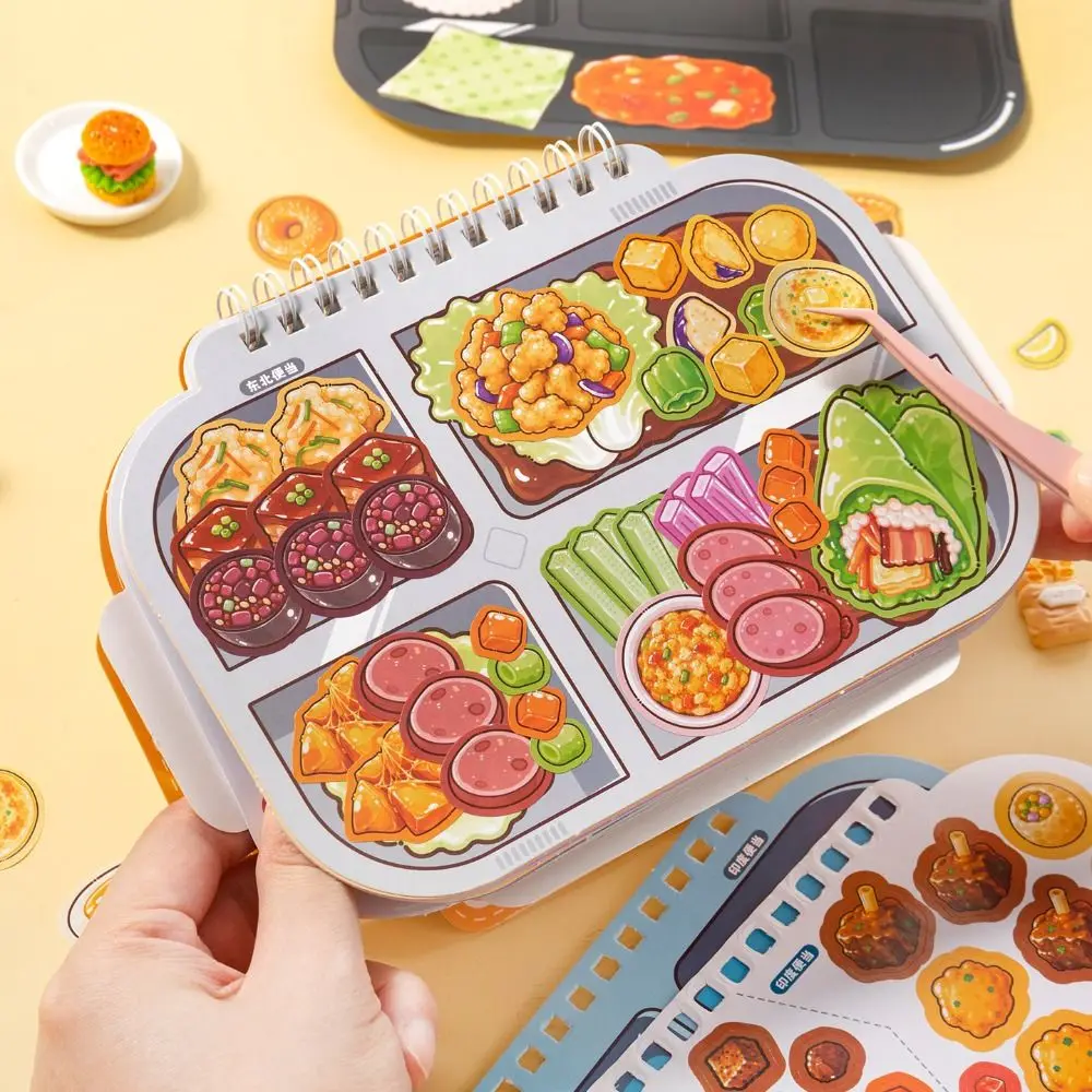 Self Adhesive Food Scene Sticker Book Cute Style Colorful Miniature Food Stickers Food Pattern 3D Scene Sticker Set