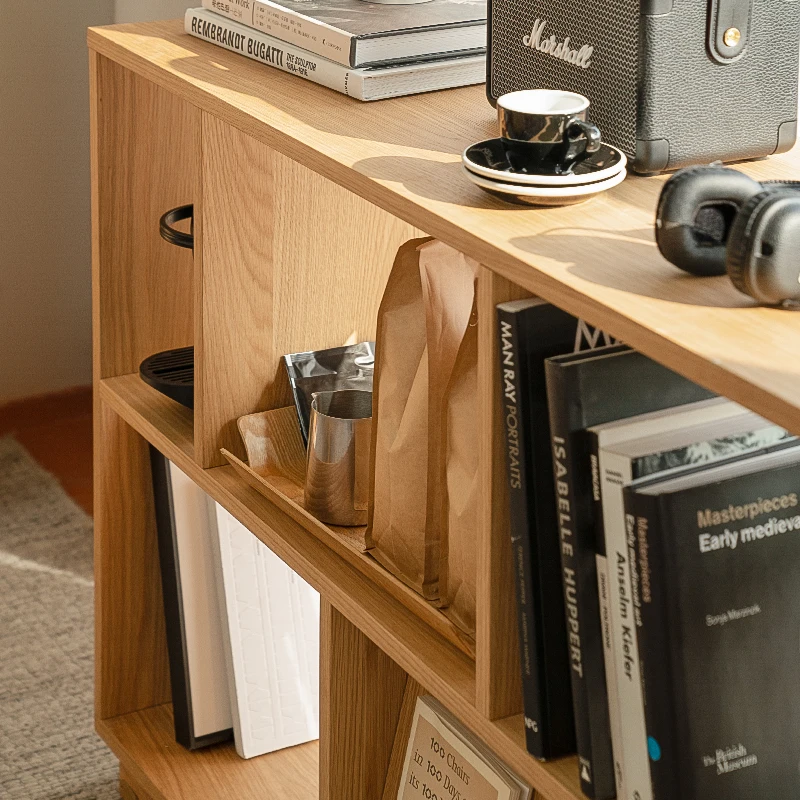 Card Top Bookshelf Practical Shelf Oak Black Walnut Color Overlay Bookshelf Module Bookcase