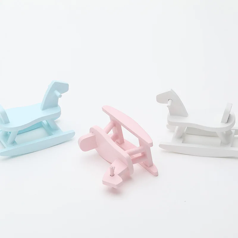 Miniature food play scene model dollhouse accessories, mini baby, little wooden horse, cute decorative items, simulation props