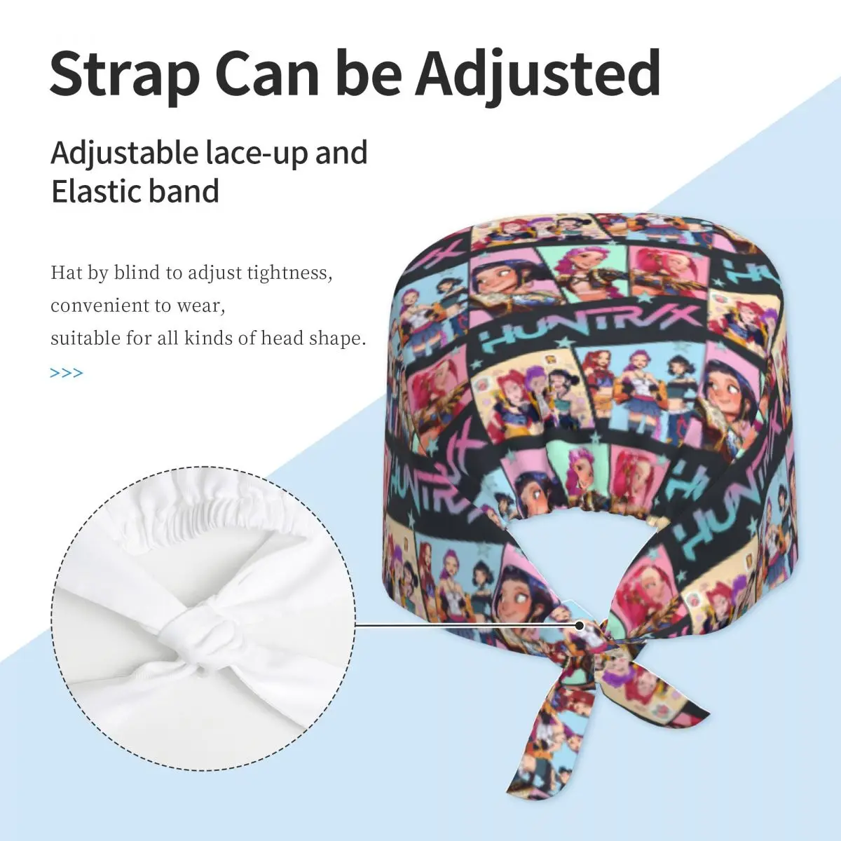 Nurse Hat KPop Demon Hunter Work Scrubs Hat Anime Fashion Medical Cap Soft Elastic For Men Women Holder Long Hair Working Caps