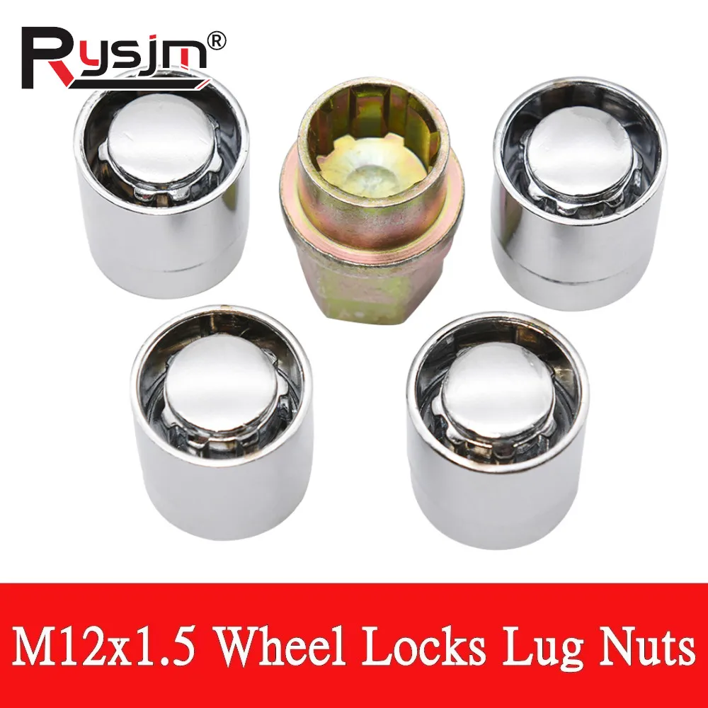 4Pcs Universal M12x1.5mm Alloy Locking Nuts Anti Theft Racing Car Wheel Lock Nuts Auto Tire Wheel Bolts With Keys