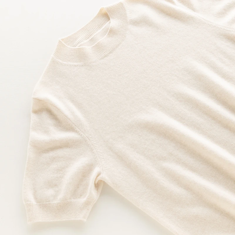 

Choice 100% Goat Cashmere Pullover Men O-Neck Sweater Short Sleeve Solid Knitwear Basic Spring Autumn Pure Cashmere T-shirt Tops