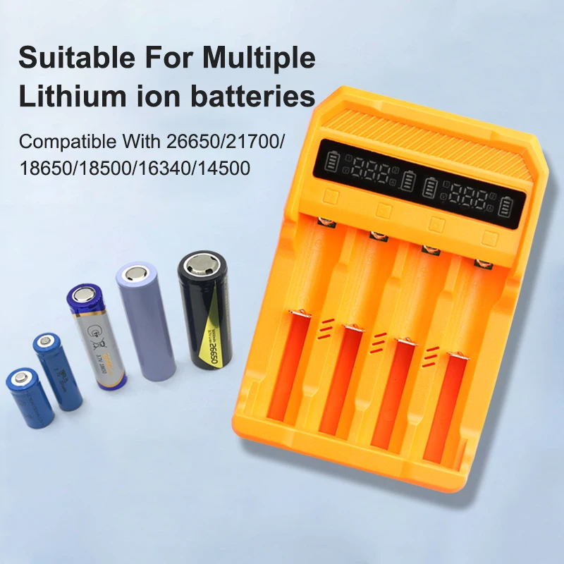 18650 USB Battery Charger 2 4 Slots Dual 18650 Charging 4.2V Rechargeable Lithium Battery Charger For 18650/16340/14500/21700