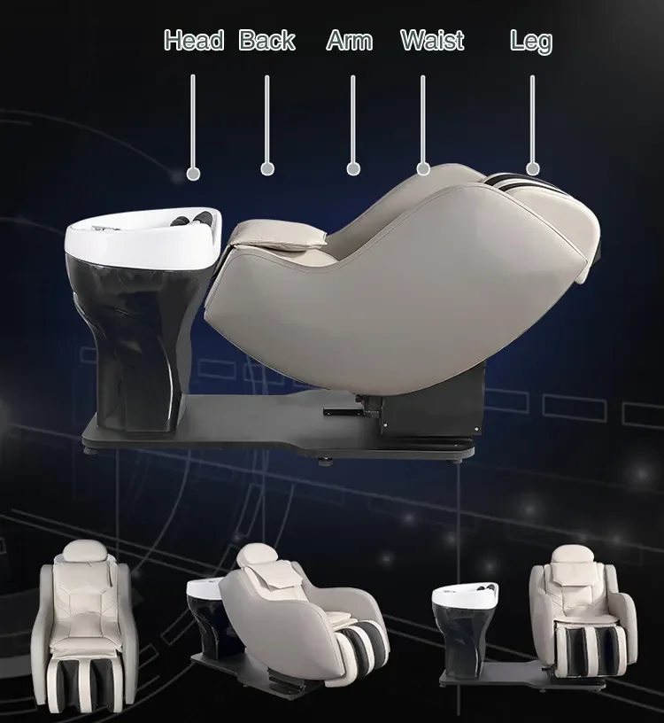Luxury Hair Washing Head Spa Shampoo Chair 3d 4d Full Body Electric Massage Sofa Bed Heat Revolving Salon Chair Maca Esttica