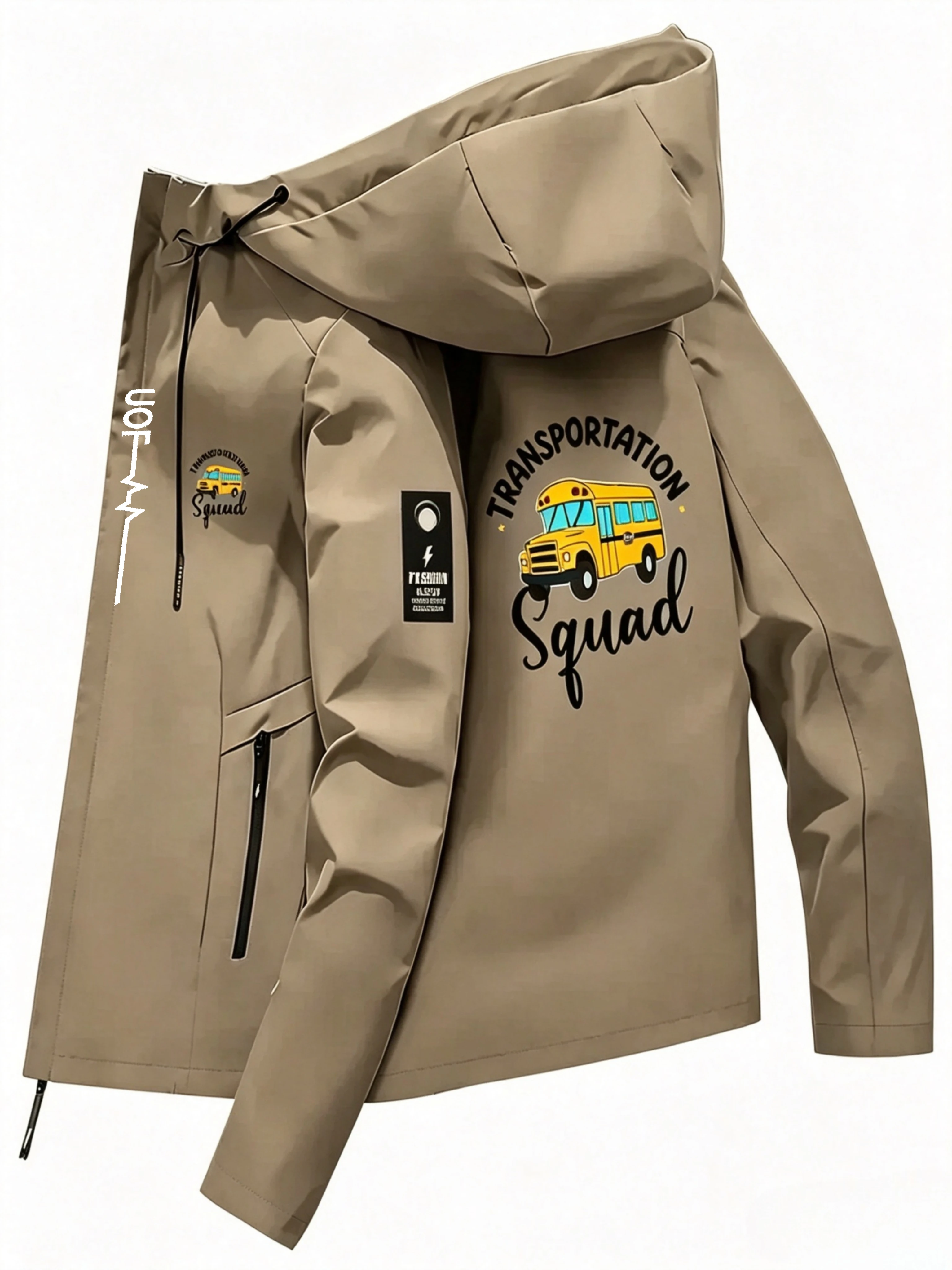 Mens Hooded Windproof Jacket Full Zip Casual Outer Coat, Autumn Fashion Hoodies, Outdoor Travel Camping Sports Wind Resistant
