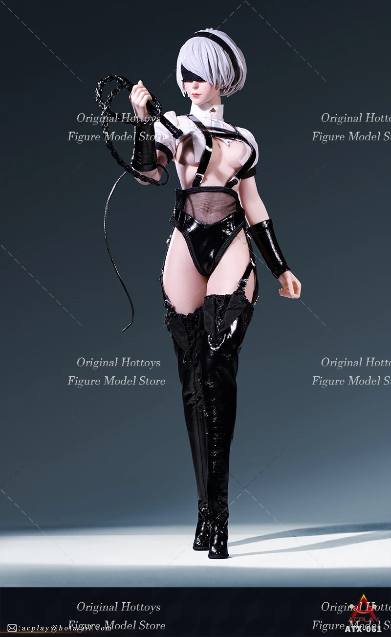 

ACPLAY ATX061 1/6 Scale Female Soldier Clothes Set Black Knee High Boots Leather Whip Fit 12-inches Action Figure Model Doll