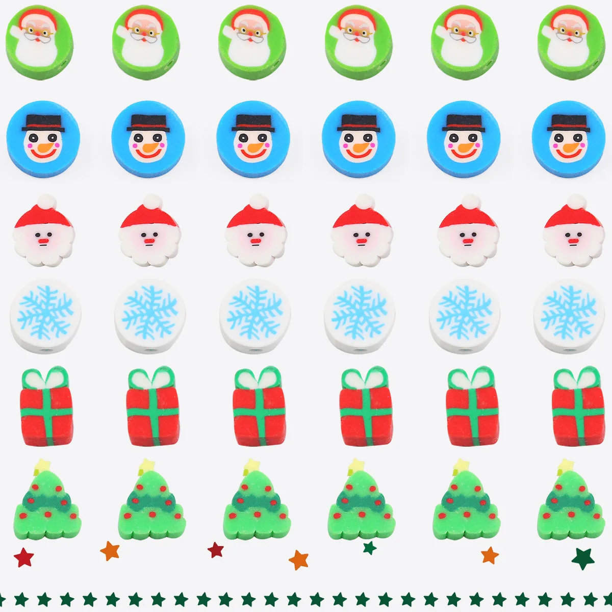 10mm 50pcs Christmas style iconic Tree Santa Claus Gifts Snowman beads for Jewelry Making Bracelet Necklace Handmade Crafts DIY