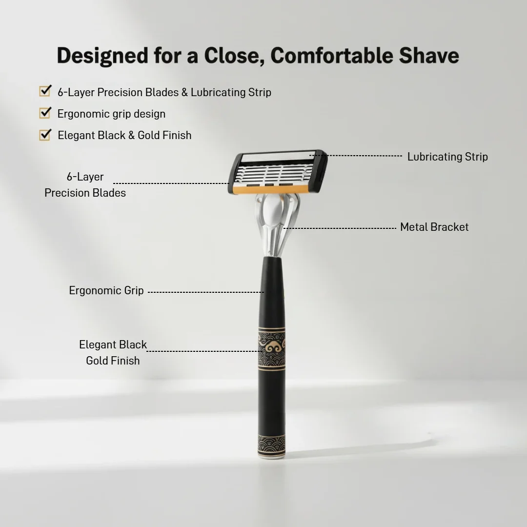 Set di rasoi di sicurezza manuali in acciaio inossidabile da 72 lame per uomo Taglio manuale versatile, facile da pulire, manico in metallo