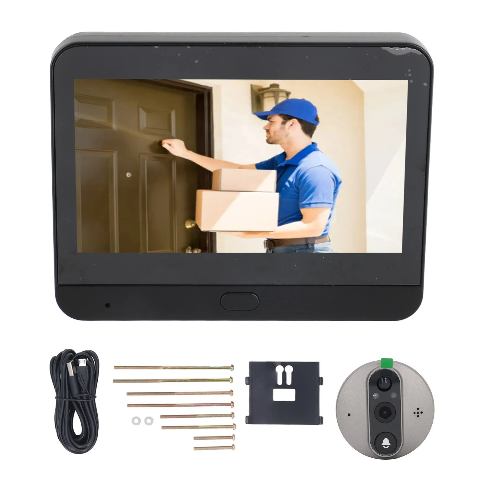 Камера-глазок, видеоглазок, дверной звонок, Wi-Fi, 1080P, обнаружение движения, 4,3-дюймовый ЖК-дисплей, цифровой дверной просмотрщик, Wi-Fi, видеодверной звонок