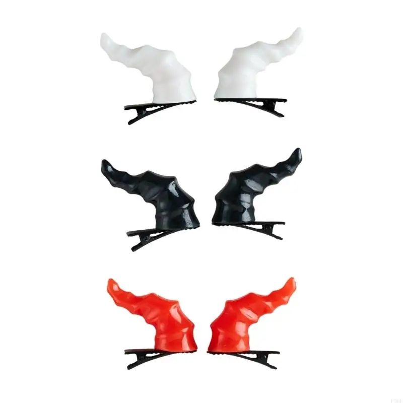 

P0RF Devil Barrettes Mini Dragon Horn Clip for Girl Birthday Parties Devil Headpiece Headdress for Halloween