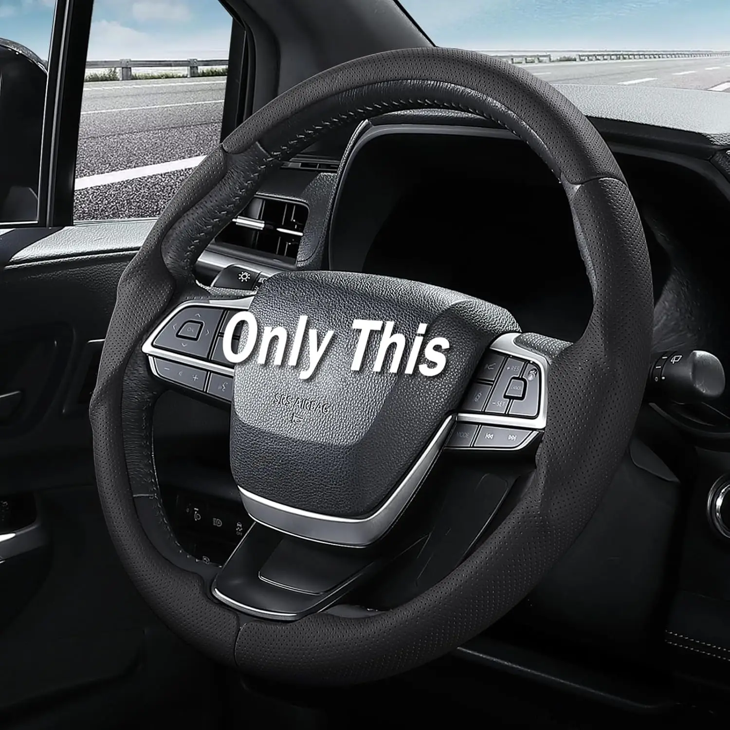 

Премиальный индивидуальный чехол на руль автомобиля, 3-компонентный противоскользящий защитный чехол на защелках для Toyota Highlander и Sienna (Black Hole)