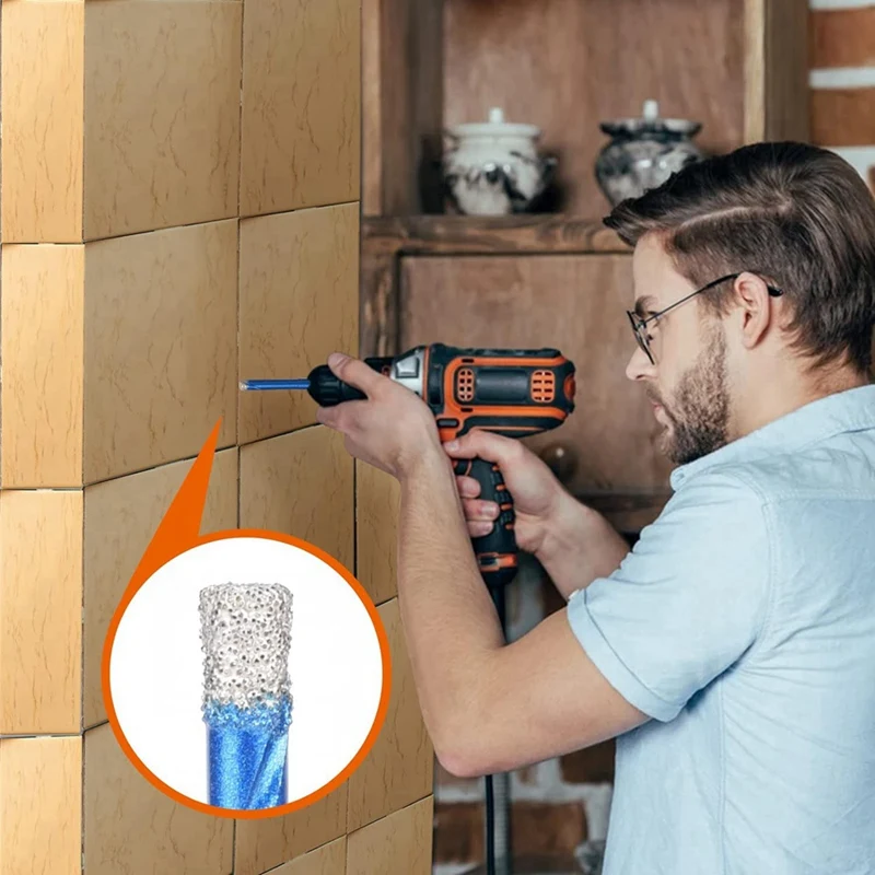 5 szt. Zestaw wierteł diamentowych na sucho do płytek porcelanowych, zestaw wierteł do twardych materiałów szklanych,