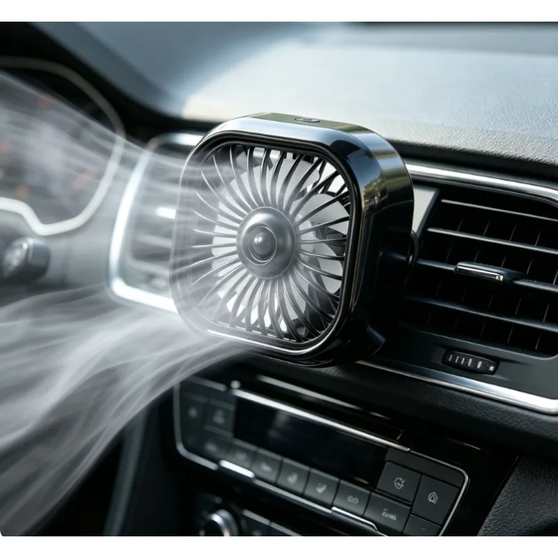 Summer New USB Mini Desktop 3-speed Car Fan Atmosphere Light Car Air Outlet Car Accessories Cooling Low Noise Cooling Gift