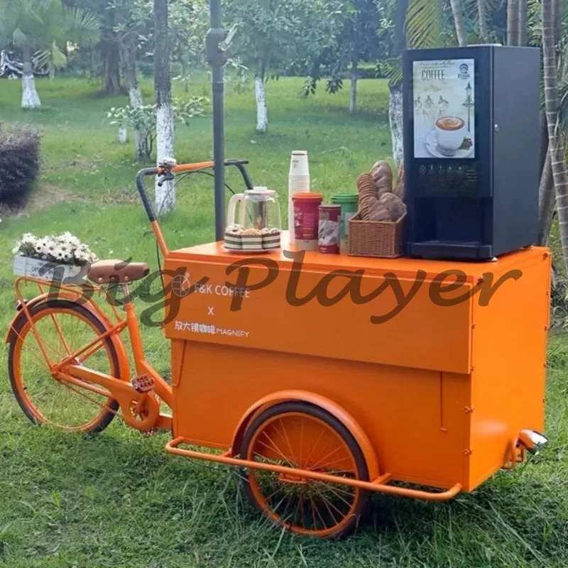 عكس حمار كشك دفع عربة القهوة الحديد المطاوع المنقولة ركوب الدراجة ثلاثية العجلات الإبداعية #4