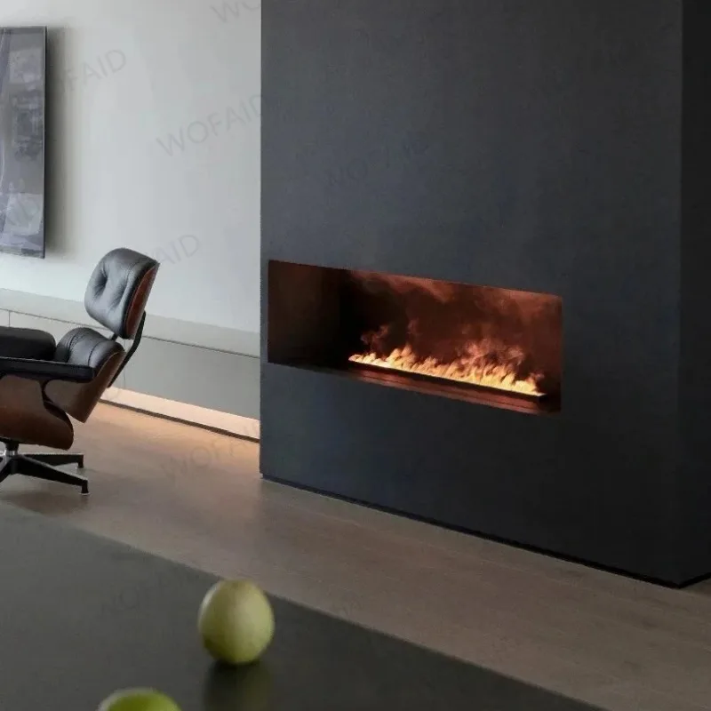 【Hot】3D Water Atomization Fireplace Monochrome Flame Indoor Humidifier Decoration Intelligent Remote Control Water Steam Firepla