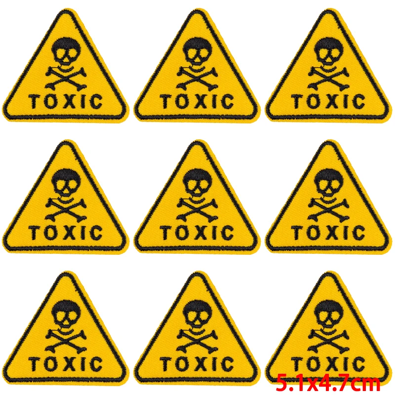 10Pcs/Lot Warning Sign Embroidery Patches For Clothing Danger Patch Iron On Patches On Clothes Prohibit Patch For Clothes Badges