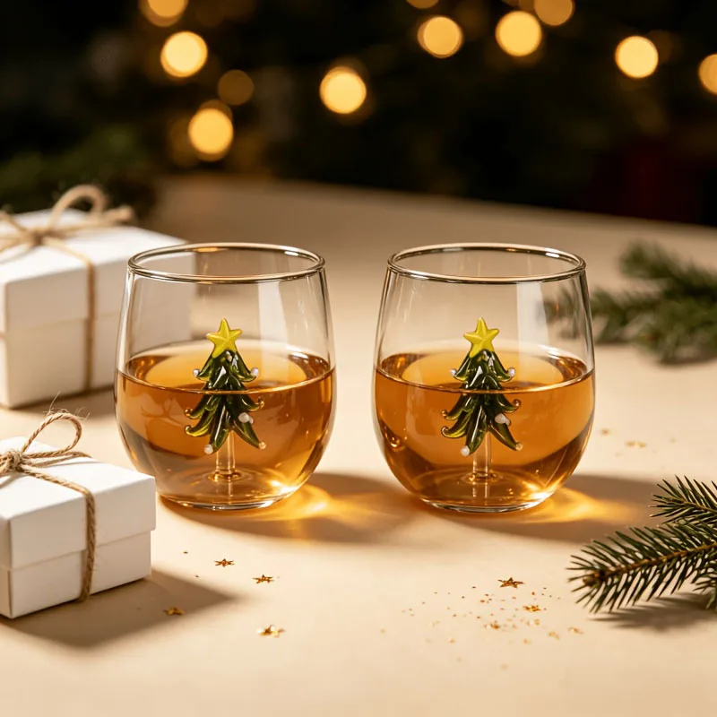 3D Christmas Tree Glass Cup Christmas Theme  Drinking Glasses New Year Gifts High Borosilicate Glass Holiday Drinkware