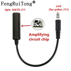 For Peltor to NATO Wiring Adapter for Military Headsets Adapter Cable Europe NATO to US NATO with dynamic Amplification circuit