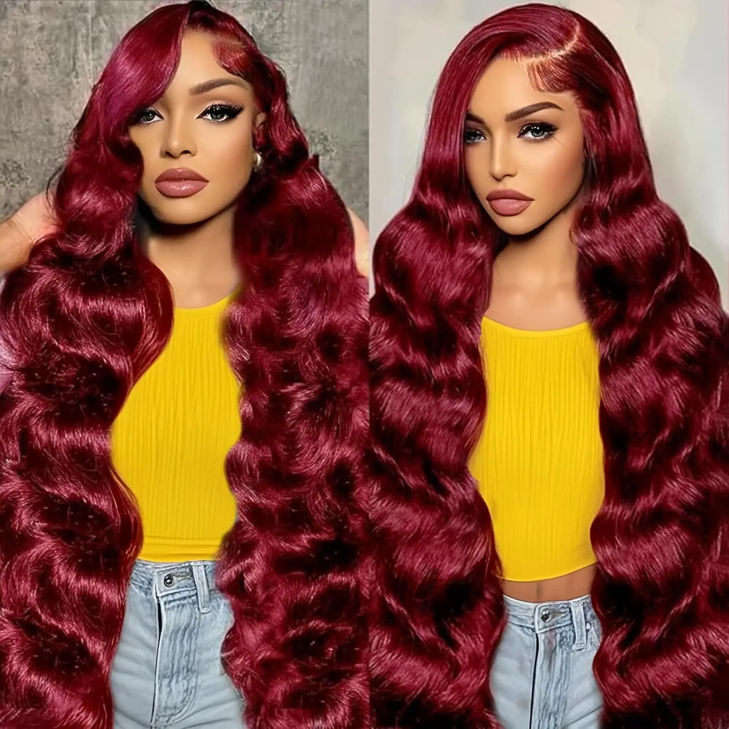 

Lace Front Wig Human Hair 99j 34 Inch 13x4 Body Wave Lace Front Wigs Human Hair Pre Plucked Red Lace Frontal Wig
