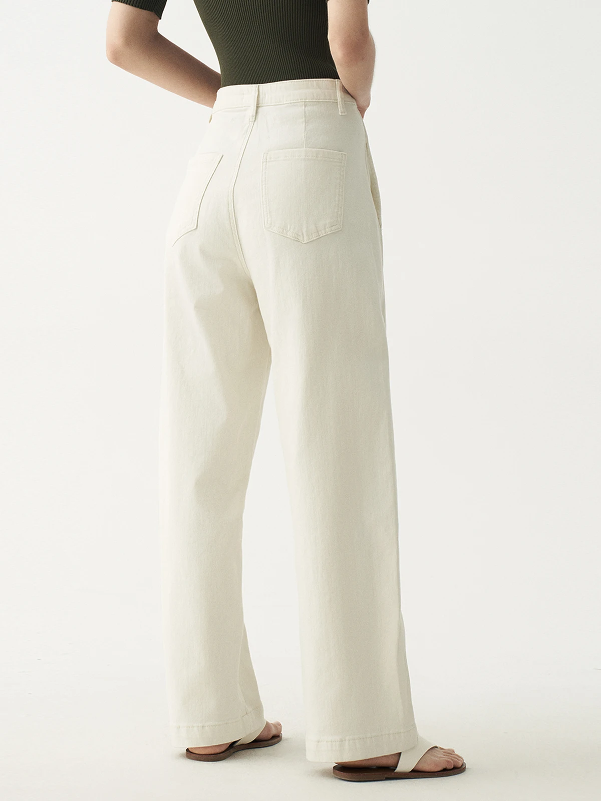 

Liberated White Jeans High Waist Straight Leg Women's Loose Fit Casual Cigarette Pants Spring Autumn Winter Seasonal Wear