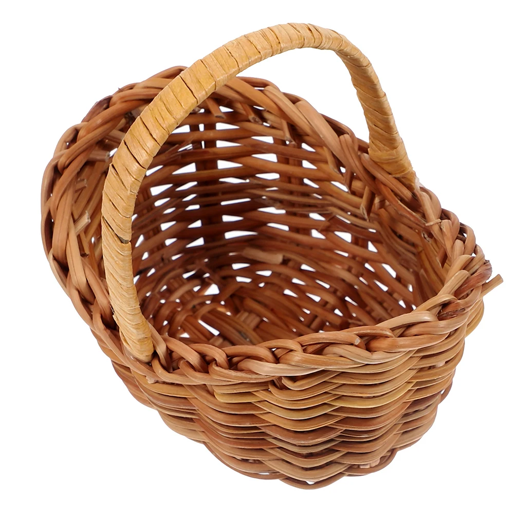 

Rattan Small Lightweight Mini Wicker Basket for Wedding Favors Candy Berry Handle Bamboo Basket Brown Home Decor