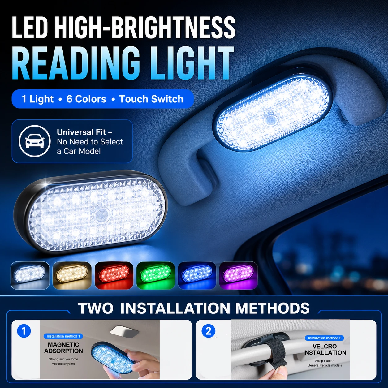 

Car LED Lights Interior USB Rechargeable Car Atmosphere Reading Light With 6 Colors Cycling Tail Lights Car Interior LED Night