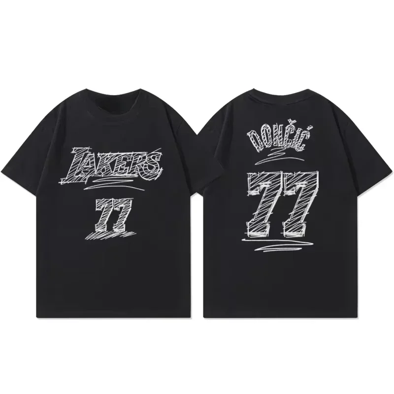 

Laker 77 Print Pattern Unisex Digital Sports American Basketball Sports Training Casual Clothes T-shirt