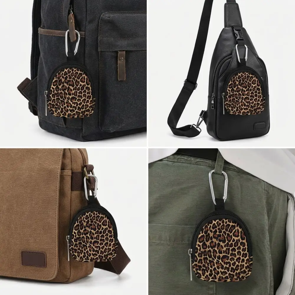 Mini Size Coin Pouch Key Wallet Leopard Print Zipper Closure Portable Coin Pouch Earphone Holder Mini Purse Daily Organizer
