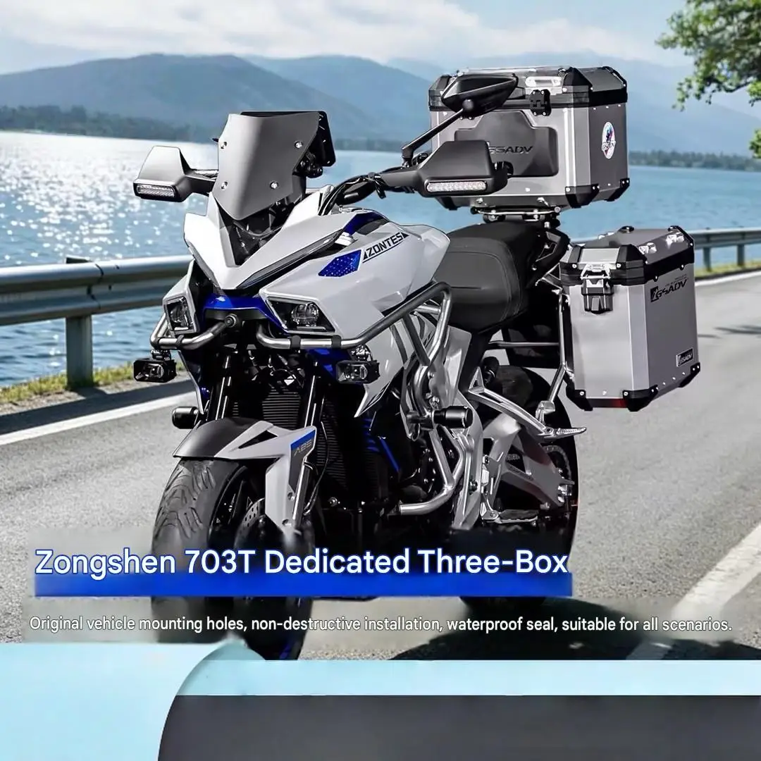 Motorcycle 3 Side Panniers Top Box + Anti-Collision Bumper Guard Fit ZONTES 703T Touring Accessories