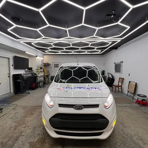 3x3.3M Customized with Border Hexagon Led Ceiling Light Workshop Home Car Detailing Garage Lights