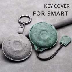 Leather Car Key Case Cover Holder Shell Protector Fob For Mercedes Benz SMART Fortwo 1 BRABUS W202 W210 W124 2022 2023 Accessory