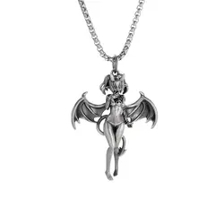 Classic Sexy Demon Bat Goddess Pendant Necklace Personalized Men\'s Gothic Cosplay Party Jewelry