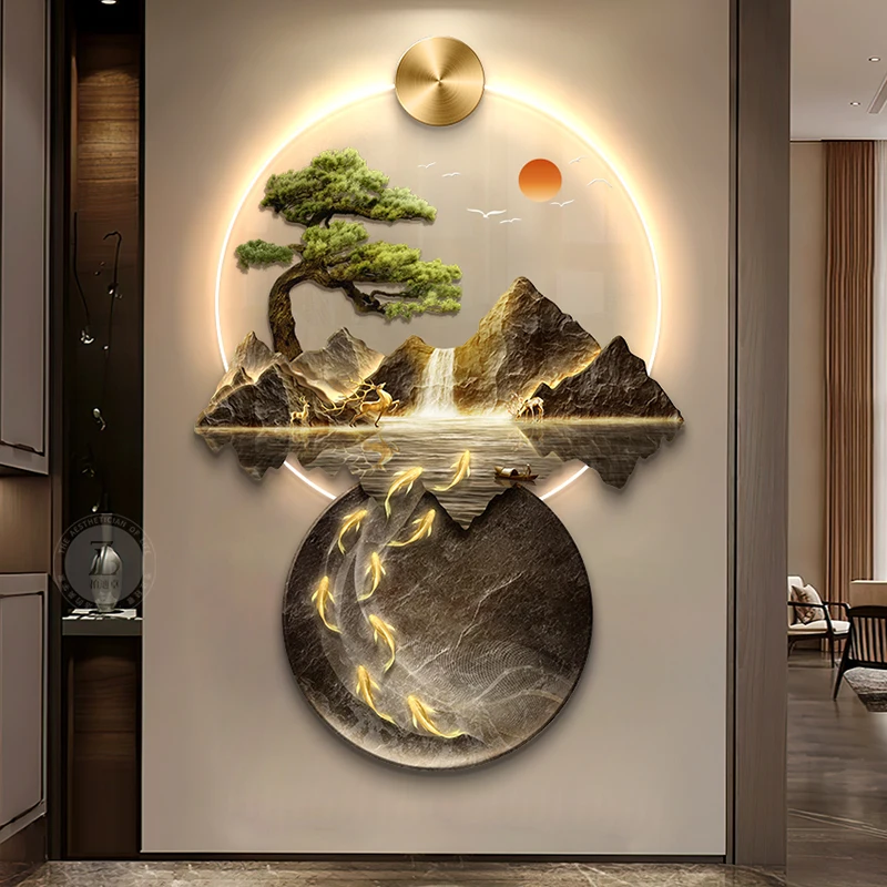 Luxury Decorative Paintings with Lighting for Hallway, Aisle, and Wall Elegant Landscape Artwork Creating Immersive Ambiance