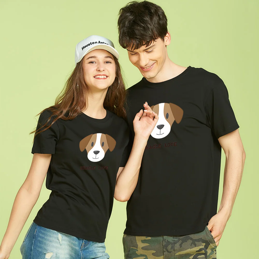 재미있는 비글 배글 개 커플 티셔츠 - 남자친구와 여자친구를 위한 그와 그녀의 그래픽 티셔츠 |   부드러운 면 크루넥