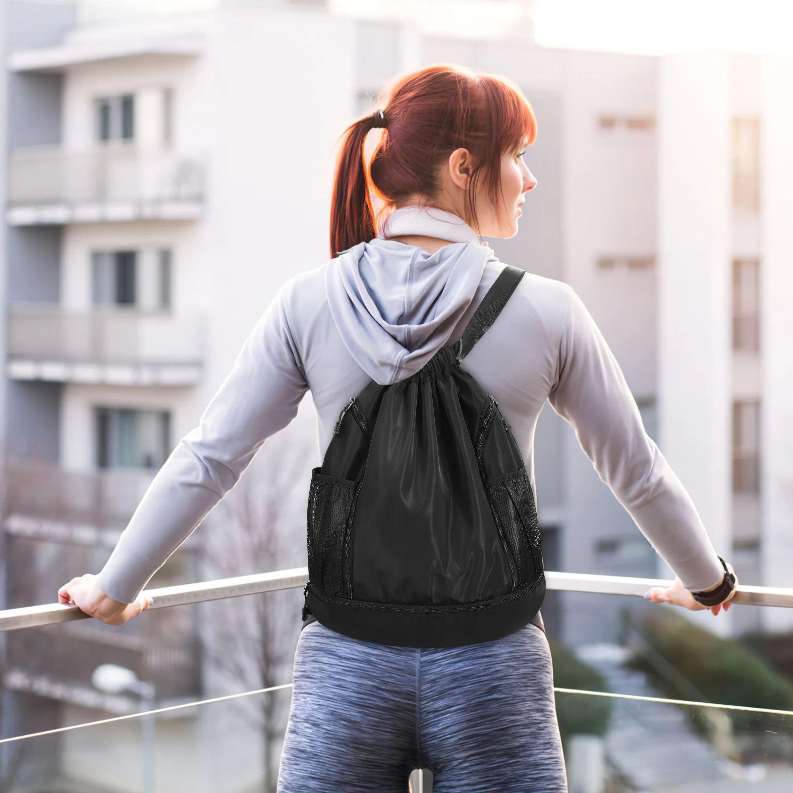 Gym Backpack Sports Bag Drawstring Pouch with Shoe Compartment Lightweight Versatile Fitness Bag for Training and Adventures